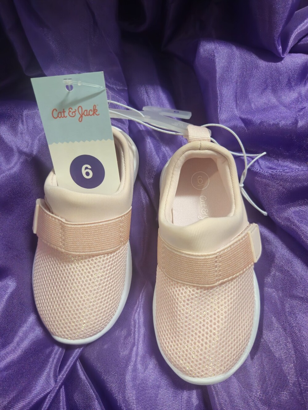 Cat & Jack Peach Mesh Slip-On Sneakers with Hook-and-Loop Strap